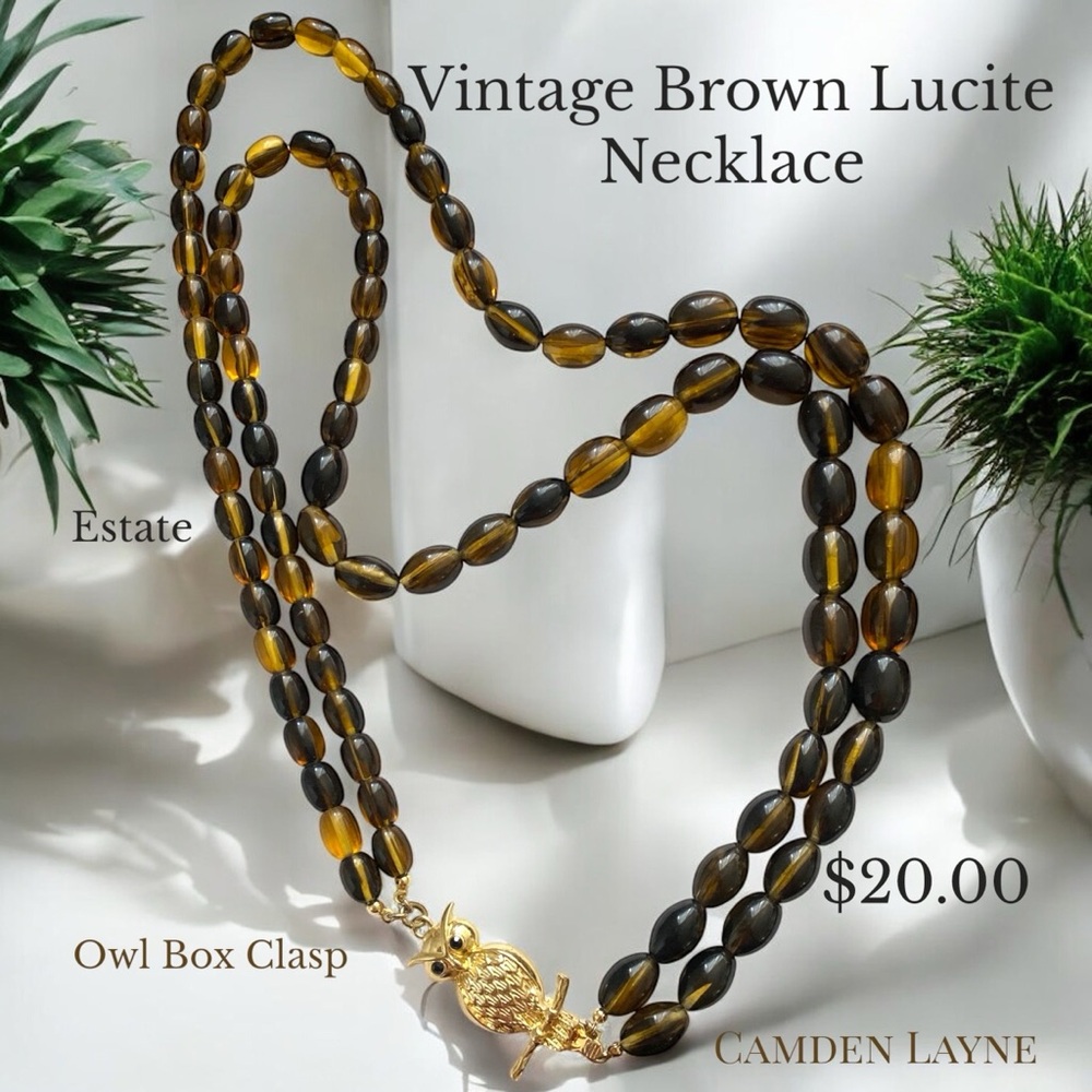 Camden Layne Vintage Brown Lucite Necklace